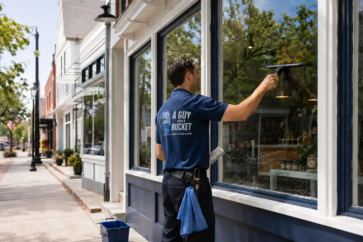 Storefront window cleaning